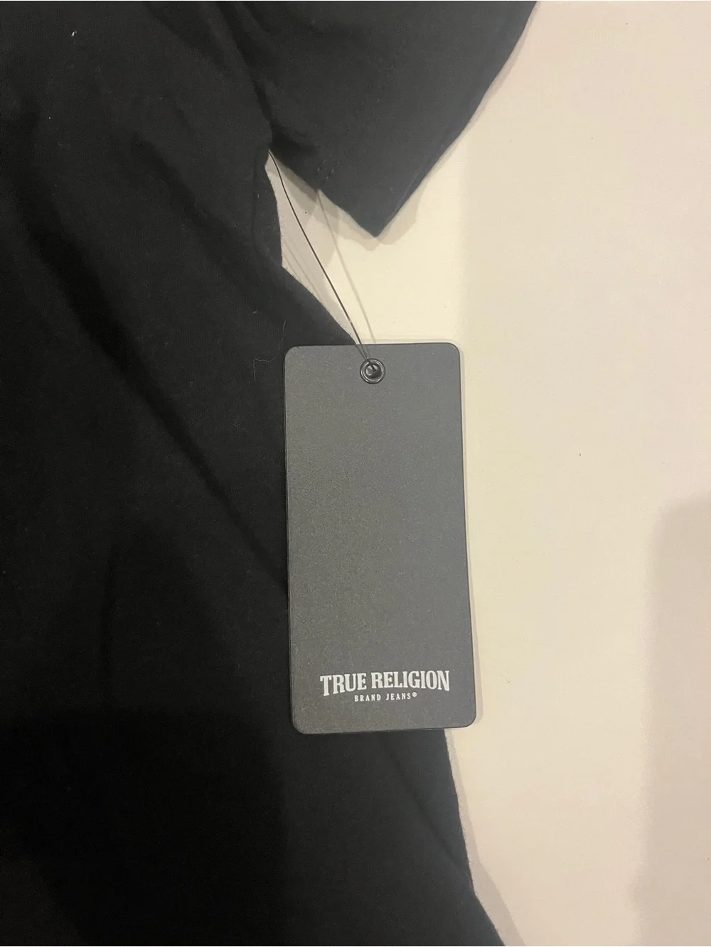 True Religion Black Short Sleeve Crew with White TR Chest Logo